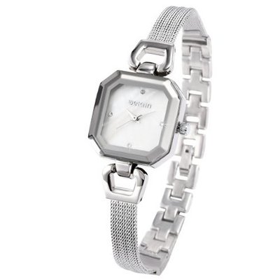WEIQIN Crystal Lady Octangle Dial Bracelet Slim Stainless Steel Band Quartz Wrist WQI034