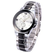 WEIQIN Fashion Analog Black Silver Stainless Steel Band Quartz Wrist WQI061