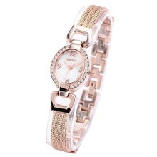 WEIQIN Fashion Crystal Bracelet Rose Gold Lady  Slim Steel Analog Quartz WQI053