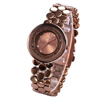 WEIQIN Lady  Brown Dial Crystal Stainless Steel Awesome Quartz Wrist WQI056