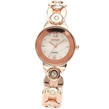 WEIQIN Rose Gold Tone Crystal Lady  Bracelet Steel Band Quartz Wrist WQI082