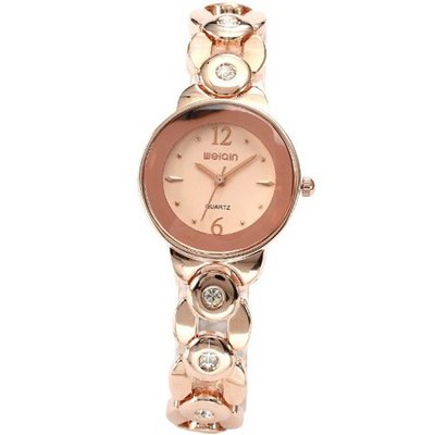 WEIQIN Rose Gold Tone Crystal Lady  Bracelet Steel Band Quartz Wrist WQI083