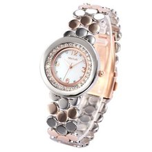WEIQIN White Dial Luxury Bling Crystal Lady Steel Bracelet Quartz Dress Bangle WQI054