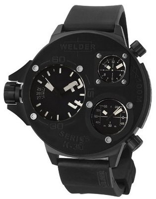 Welder by U-Boat K30 Oversize Triple Time Zone Black Ion-plated Steel Sport K30-9001