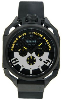 Welder by U-boat K36 Chronograph Black Ion-Plated Steel Rubber Strap K36-2402