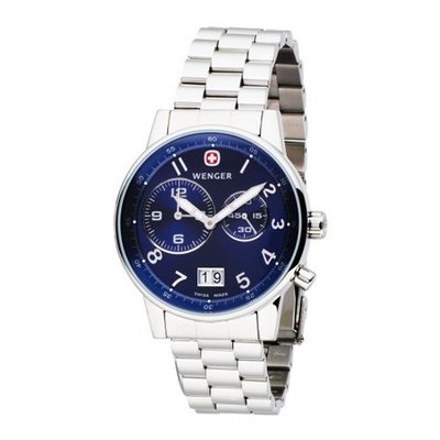 Wenger 74718 Commando Dual Time 2-Eye Blue Dial Steel Bracelet