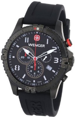 Wenger 77053 Squadron Chrono Black Ion-Plating Rubber Strap