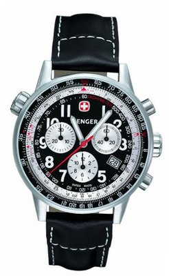 Wenger 'Commando Racing Team' Black Leather Strap