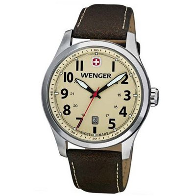 Wenger Terragraph , Sand Dial Brown Leather Strap 541.106