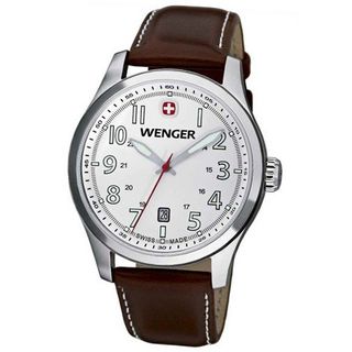 Wenger Terragraph , White Dial Brown Leather Strap 541103