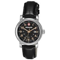 Wenger Urban Classic Swiss Army Black Sunray Textured Dial / Black Leather Strap