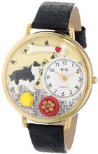 uWhimsical Watches Whimsical es Unisex G0130028 Border Collie Black Skin Leather 