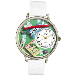 Whimsical es U0620032 Unisex Silver Dental Assistant White Leather And Silvertone