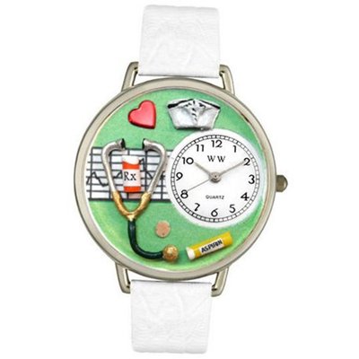 Whimsical es U0620041 Unisex Silver Nurse Green White Skin Leather And Silvertone