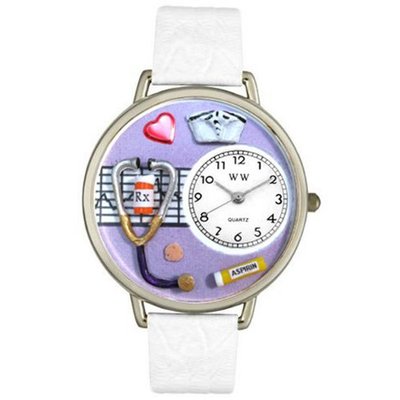 Whimsical es U0620042 Unisex Silver Nurse Purple White Skin Leather And Silvertone