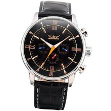 AMPM24 Elegant Self-Winding Analog Mechanical Black Leather Wrist
