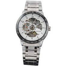 AMPM24 Mechanical Analog Skeleton White Dial Sport Leather Wrist PMW033