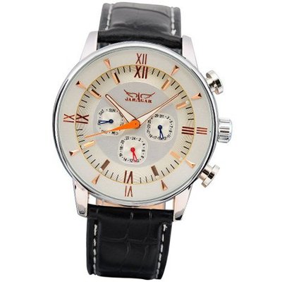 AMPM24 Self-Winding Analog Display Mechanical Leather Wrist White Dial PMW008