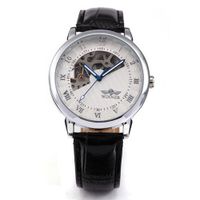 AMPM24 Skeleton Hollow Hand-winding Mechanical White Dial Leather Wrist PMW066