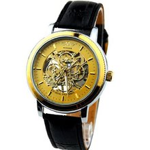 Fashion Elegant Luxury Male Absorb Light Oil With Luminous Pointer High-quality Leather Strap Automatic Mechanical Movement WY8045 Gold Color