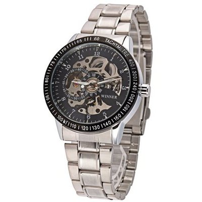 Mudder Winner Army Tachymetre Stainless Steel Auto Mechanical Sport Wrist