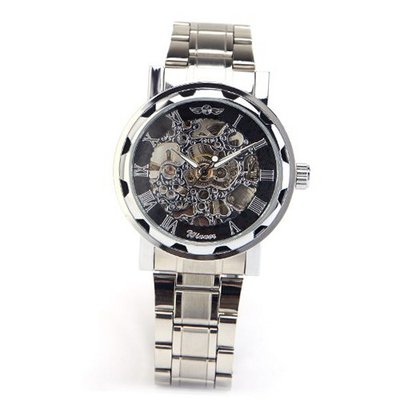 Silver Stainless Steel Analogue WINNER Automatic Mechanical Wrist + Gift Box