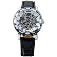 uWINNER AMPM24 Hot Mechanical Analog Skeleton Blue Sport Leather Wrist Gift PMW028 