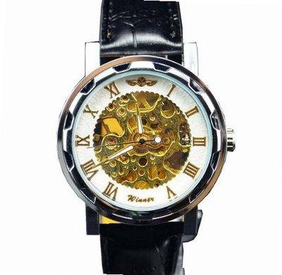 uWINNER Winner Skeleton Hand Wind Up Mechanical 