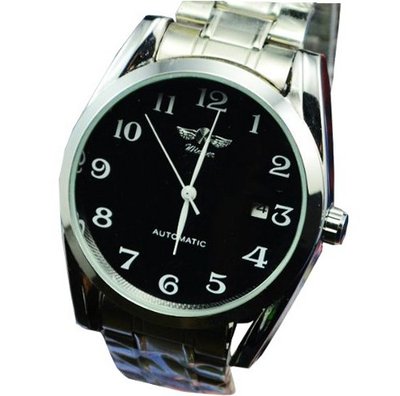 Winner Black Dial Day Mechanical Stainless Steel Wrist