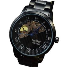 Winner Black Dial Skull Mechanical Stainless Steel Wrist