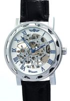 WINNER Fashion Casual Water Resistant Leather Roman numerals Mechanical Skeleton es