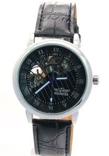 WINNER Gentlemen Boys Black Dial Leather Mineral Crystal Selfwinding Mechanical es