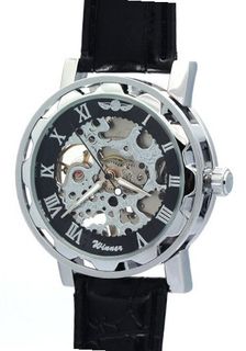 WINNER Guys Boys Gentlemen Buddies Manually Winding Mechanical Skeleton Leather es