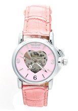 WINNER Ladies Girlfriend Gifts Heart Shape Pink Skeleton Automatic Mechanical es