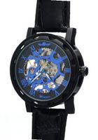 WINNER Male Sports Water Resistant Leather Stainless Steel Blue Roma Numerals Mechanical es