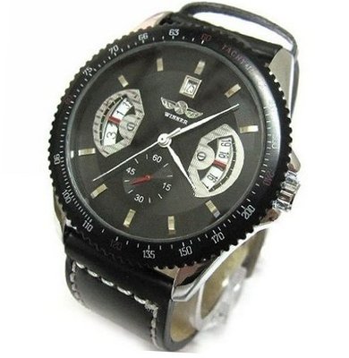 Winner Mechanical Car Day Black Dial Hand Wind