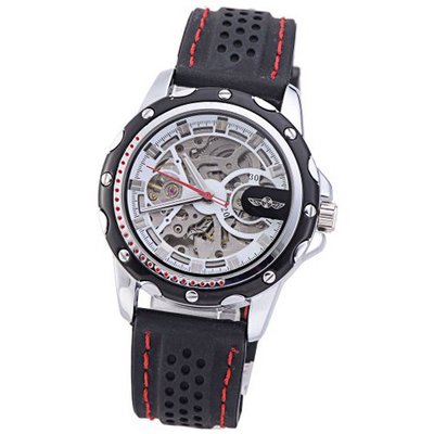 Winner Military Mechanical Automatic Skeleton Stylish Silicone Sport Wrist