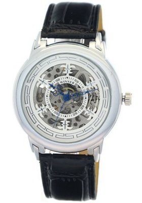 WINNER Retro Style Stainless Steel Waterproof Skeleton Leather Automatic Mechanical es