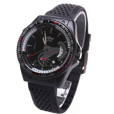 Winner Silicone Band Mechanical Self-winding Analog Wrist w/ Calendar