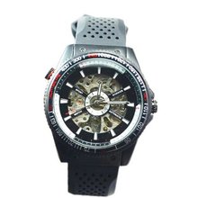 Winner  Silicone Starp Skeleton Hand wind Mechanical