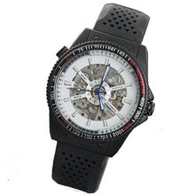 Winner  Silicone Starp Skeleton White Dial Hand wind Mechanical