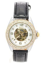 WINNER Silver Dial Diamant Leather Skeleton Automatic Mechanical es