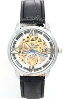 WINNER Unisex Water Resistant Silver Dial Leather Band Skeleton Automatic Mechanical es