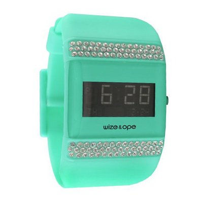 Wize & Ope Unisex All Over Strass Digital WO-ALL-11S with Turquoise Dial and Touch Screen