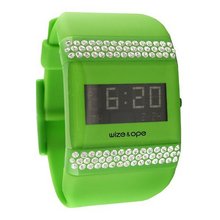 Wize & Ope Unisex All Over Strass Digital WO-ALL-15S with Green Dial and Touch Screen