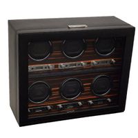 Wolf Designs 459256 Roadster Collection Module 2.7 Six Winder with Cover, Ebony
