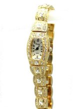 Elegant Jewel Encrusted Ladies Rhinestone Studded Wrist Fashion Gold Tone