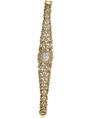 Floral Goldtone & Rhinestone Wrist