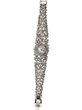 Floral Silvertone & Rhinestone Wrist