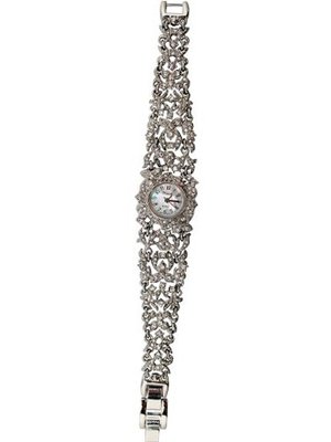 Floral Silvertone & Rhinestone Wrist